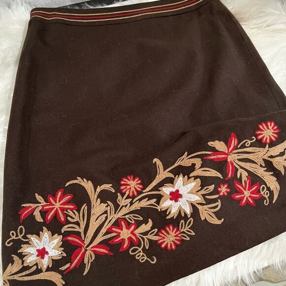 NEW Ann Taylor Loft Wool Classic Tailored Embroidered Floral A-line Skirt 4P - Picture 6 of 14